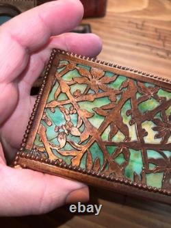Apollo Studios Art Nouveau Rare Butterfly Bronze Green Slag Desk Letter& Inkwell