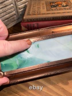 Apollo Studios Art Nouveau Rare Butterfly Bronze Green Slag Desk Letter& Inkwell