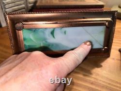 Apollo Studios Art Nouveau Rare Butterfly Bronze Green Slag Desk Letter& Inkwell