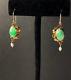 Apple Green Jade Art Nouveau Antique Earrings In 18k Gold