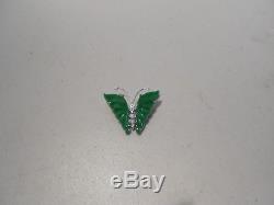 Apple green jade butterfly brooch /dia. 18kt W gold