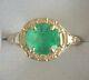 Art Deco 14k White Gold Filigree Green Emerald/ Diamond Ring Size 6 1/2
