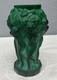 Art Deco 1930's Czech Malachite Green Glass Vase Bacchantes Grape Harvesting 5