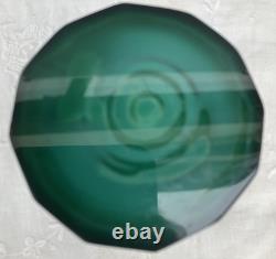 Art Deco 1930's Czech Malachite Green Glass Vase Bacchantes Grape Harvesting 5