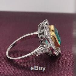 Art Deco 2.40Ct Green Cut Asscher Diamond 14K Gold Over Wedding Anniversary Ring