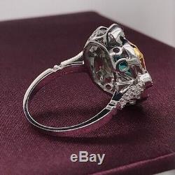 Art Deco 2.40Ct Green Cut Asscher Diamond 14K Gold Over Wedding Anniversary Ring