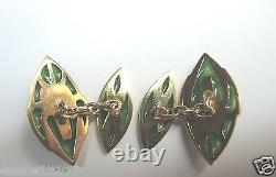 Art Deco Antique Vintage Colombian Emerald Cuff Links 18K Yellow Gold 21.8 Grams