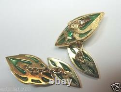 Art Deco Antique Vintage Colombian Emerald Cuff Links 18K Yellow Gold 21.8 Grams