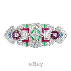 Art Deco Diamond Multi-gem Brooch