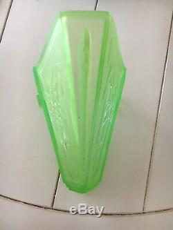 Art Deco Markel Vaseline Glass Green Antique Slip Shade Fixture Sconce Chandelie