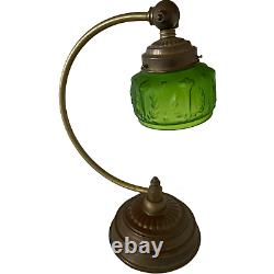 Art Deco gooseneck desk lamp Green Glass shade Art Nouveau Electric Vintage