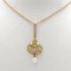 Art Nouveau 10k Rose & Green Gold Baroque Pearl Dangle Sapphire Pendant Necklace