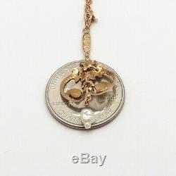 Art Nouveau 10K Rose & Green Gold Baroque Pearl Dangle Sapphire Pendant Necklace