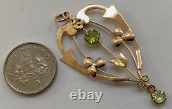 Art Nouveau 9CT Gold Peridot Lavalier Pendant Antique Victorian pendant