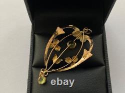 Art Nouveau 9CT Gold Peridot Lavalier Pendant Antique Victorian pendant
