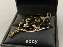 Art Nouveau 9CT Gold Peridot Lavalier Pendant Antique Victorian pendant