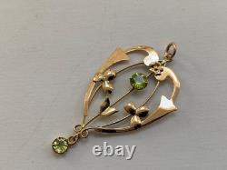 Art Nouveau 9CT Gold Peridot Lavalier Pendant Antique Victorian pendant