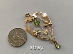 Art Nouveau 9CT Gold Peridot Lavalier Pendant Antique Victorian pendant