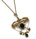 Art Nouveau 9ct Gold Peridot & Seed Pearl Heart Pendant Brooch 9ct Chain