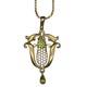 Art Nouveau 9k Yellow Gold W Green Peridot Necklace Pendant Vintage