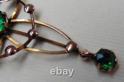 Art Nouveau 9ct Yellow Gold & Green Paste Stone Lavaliere Pendant