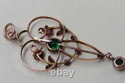 Art Nouveau 9ct Yellow Gold & Green Paste Stone Lavaliere Pendant