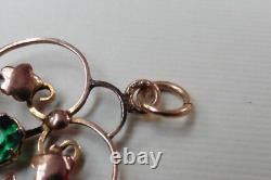 Art Nouveau 9ct Yellow Gold & Green Paste Stone Lavaliere Pendant