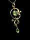 Art Nouveau 9ct Gold Peridot And Pearl Pendant With Vintage Chain