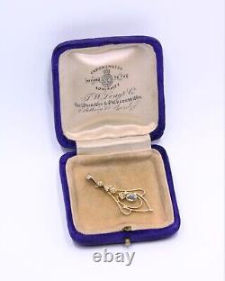 Art Nouveau 9ct rose gold aquamarine and pearl pendant
