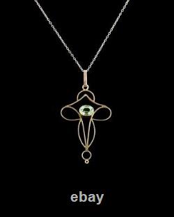 Art Nouveau 9ct rose gold greenstone pendant