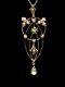 Art Nouveau 9ct Rose Gold Peridot And Pearl Pendant With Chain
