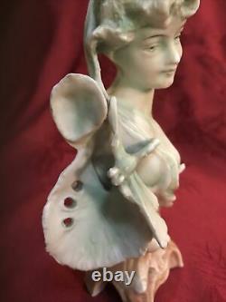 Art Nouveau Amphora Bust Lady With Dragonfly