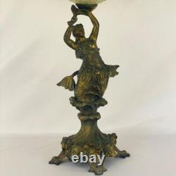 Art Nouveau Antique Bronze Spelter Mermaid Figurine Glass Bowl Epergne