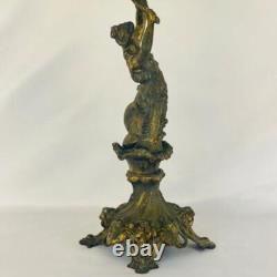 Art Nouveau Antique Bronze Spelter Mermaid Figurine Glass Bowl Epergne