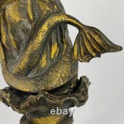 Art Nouveau Antique Bronze Spelter Mermaid Figurine Glass Bowl Epergne