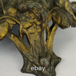 Art Nouveau Antique Bronze Spelter Mermaid Figurine Glass Bowl Epergne