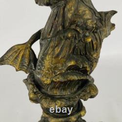 Art Nouveau Antique Bronze Spelter Mermaid Figurine Glass Bowl Epergne