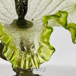 Art Nouveau Antique Bronze Spelter Mermaid Figurine Glass Bowl Epergne