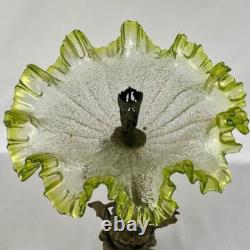 Art Nouveau Antique Bronze Spelter Mermaid Figurine Glass Bowl Epergne