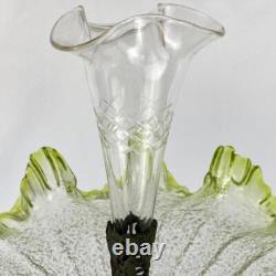Art Nouveau Antique Bronze Spelter Mermaid Figurine Glass Bowl Epergne