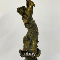 Art Nouveau Antique Bronze Spelter Mermaid Figurine Glass Bowl Epergne