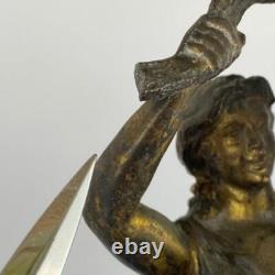 Art Nouveau Antique Bronze Spelter Mermaid Figurine Glass Bowl Epergne