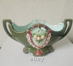 Art Nouveau Antique Duxer Porzellan-Manufaktur (Dux) Green Vase Jardiniere 9.5cm