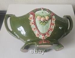 Art Nouveau Antique Duxer Porzellan-Manufaktur (Dux) Green Vase Jardiniere 9.5cm