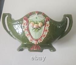 Art Nouveau Antique Duxer Porzellan-Manufaktur (Dux) Green Vase Jardiniere 9.5cm