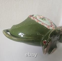 Art Nouveau Antique Duxer Porzellan-Manufaktur (Dux) Green Vase Jardiniere 9.5cm