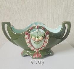 Art Nouveau Antique Duxer Porzellan-Manufaktur (Dux) Green Vase Jardiniere 9.5cm