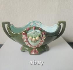 Art Nouveau Antique Duxer Porzellan-Manufaktur (Dux) Green Vase Jardiniere 9.5cm