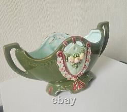 Art Nouveau Antique Duxer Porzellan-Manufaktur (Dux) Green Vase Jardiniere 9.5cm