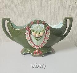 Art Nouveau Antique Duxer Porzellan-Manufaktur (Dux) Green Vase Jardiniere 9.5cm